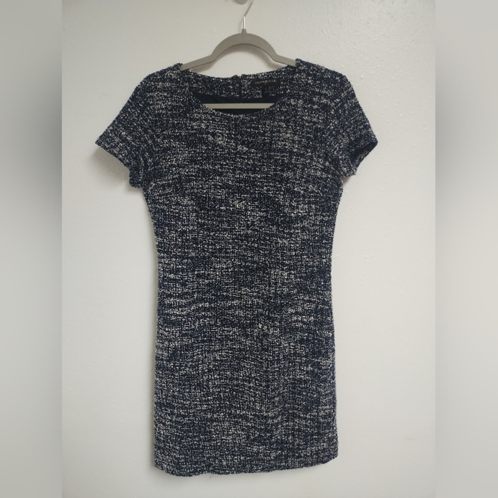 Banana Republic Navy and White Tweed Dress